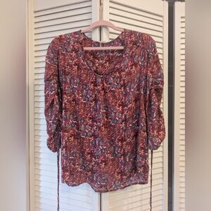 Jane And Delancey Floral Burgundy Women's Top 100% Rayon